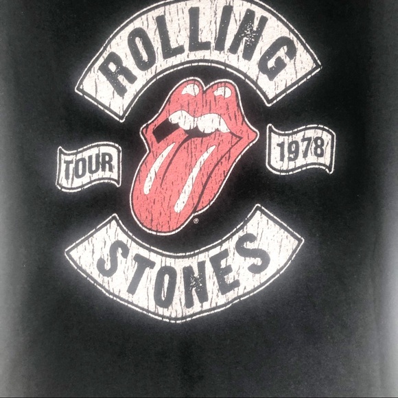 THE ROLLING STONES black Tour 1978 T Shirt Tee Cap sleeve SIZE LARGE EUC - Picture 2 of 8